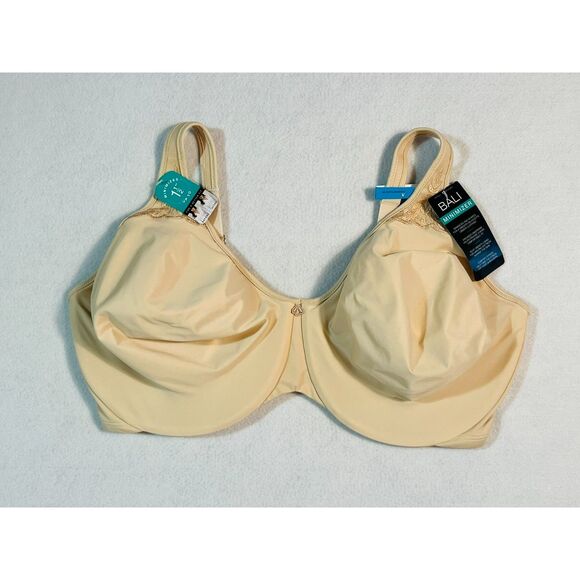 NWT Bali Minimizer Bra 42DDD Nude Satin Underwire Soft Cup Passion For Comfort - Picture 1 of 7